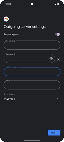 Press the field below 'Port' and key in 587.