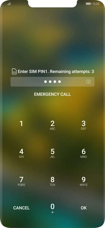 Key in your SIM PIN and press OK. The default SIM PIN is 0000.