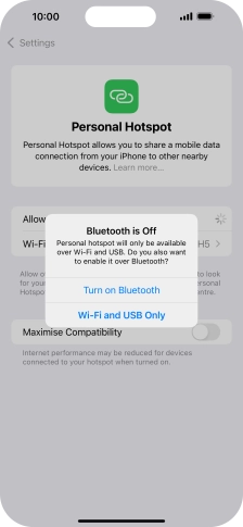 If WiFi is turned on, press Wi-Fi and USB Only.