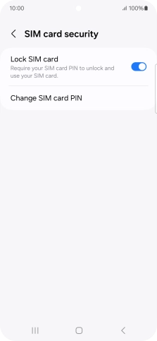 Press the indicator next to 'Lock SIM card' to turn the function on or off.