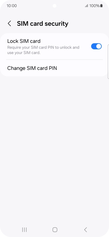 Press the indicator next to 'Lock SIM card' to turn the function on or off.