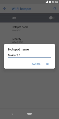 Key in the required WiFi hotspot name and press OK.