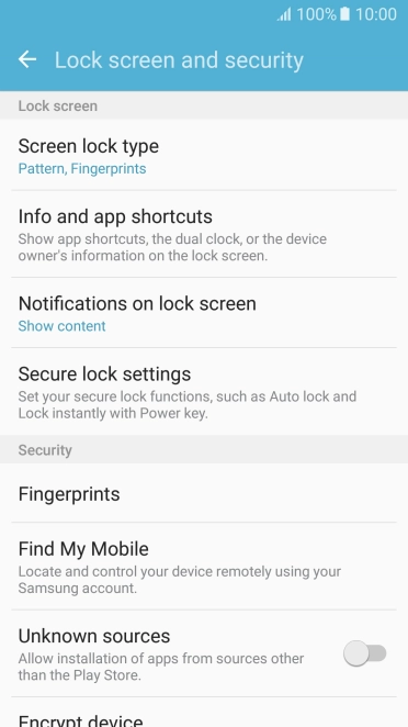 Press Screen lock type and key in the current phone lock code.