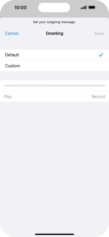 Press Default to select the default greeting.