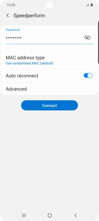 Key in the password for the WiFi network and press Connect.