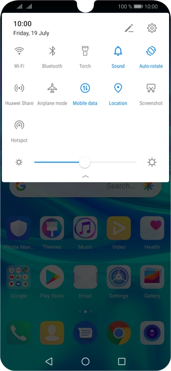Press Mobile data to turn the function on or off.