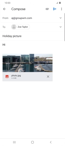 Press the send icon when you've finished your email.