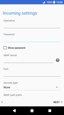 Press the field below 'Username' and key in the username for your email account.
