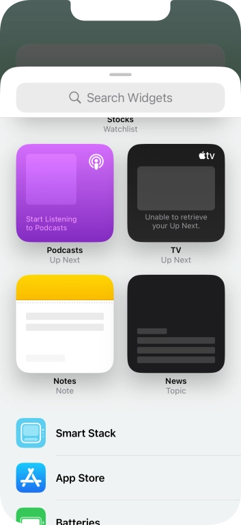 Press the required widget. Press the required widget.