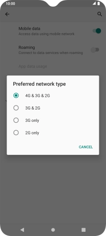 Press the required network mode.