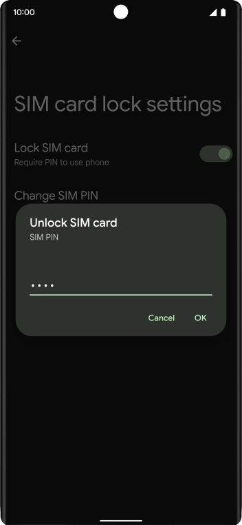 Key in your SIM PIN and press lock OK. The default SIM PIN is 0000.