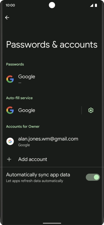 Press Add account. Press Add account.