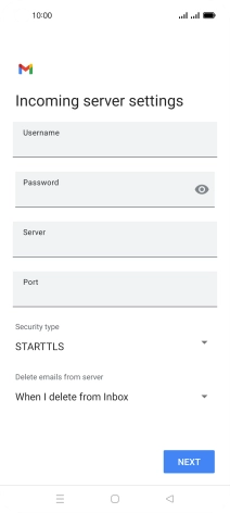 Press the field below 'Username' and key in the username for your email account.