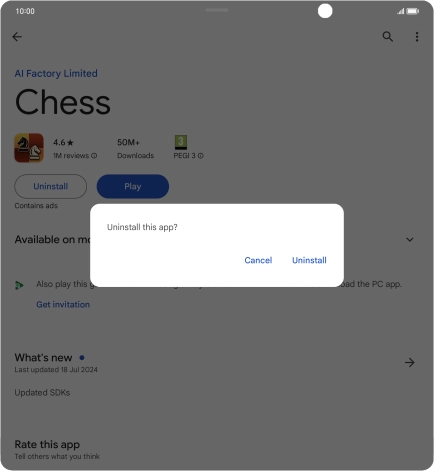 Press Uninstall.