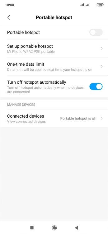 Press Set up portable hotspot.
