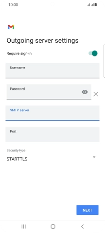 Press the field below 'Port' and key in 25.