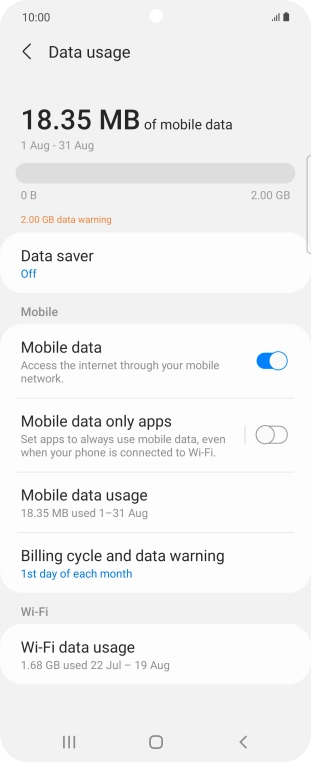 The total data usage is displayed.