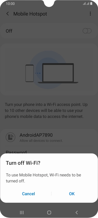 If WiFi is turned on, press OK.