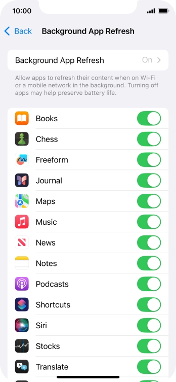 Press Background App Refresh. Press Background App Refresh.
