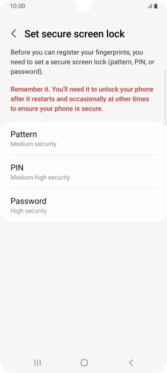 Press the required phone lock code and follow the instructions on the screen to create an additional phone lock code.