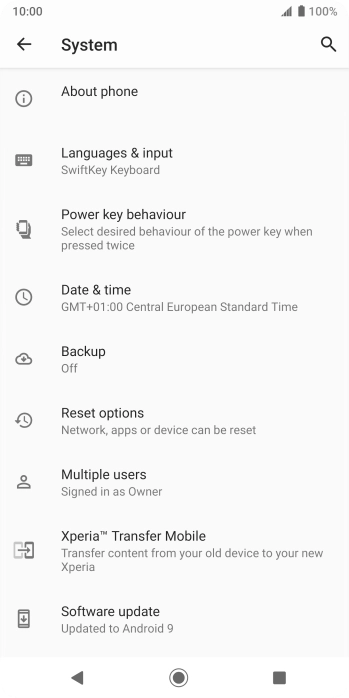 Press Software update. If a new software version is available, it's displayed. Follow the instructions on the screen to update the phone software.