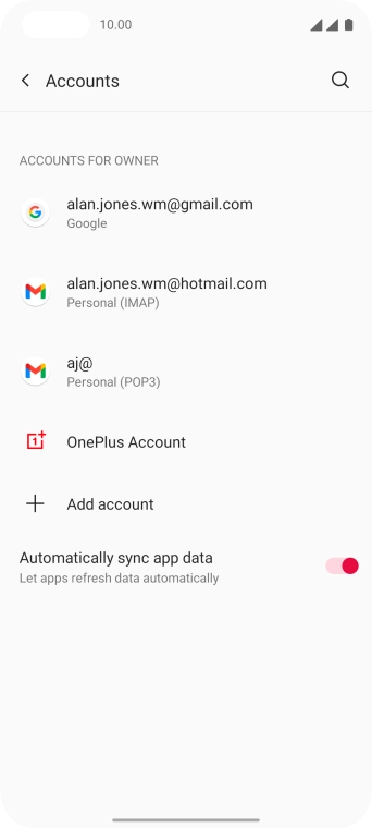 Press the indicator next to 'Automatically sync app data' to turn the function on or off. Press the indicator next to 'Automatically sync app data' to turn the function on or off.