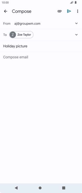 Press the text input field and write the text for your email. Press the text input field and write the text for your email.