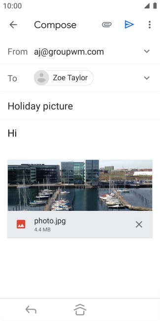 Press the send icon when you've finished your email. Press the send icon when you've finished your email.