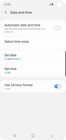 Press the indicator next to 'Automatic date and time' to turn on the function.