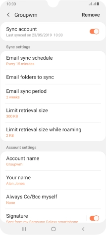 Press the indicator next to 'Sync account' to turn on the function.