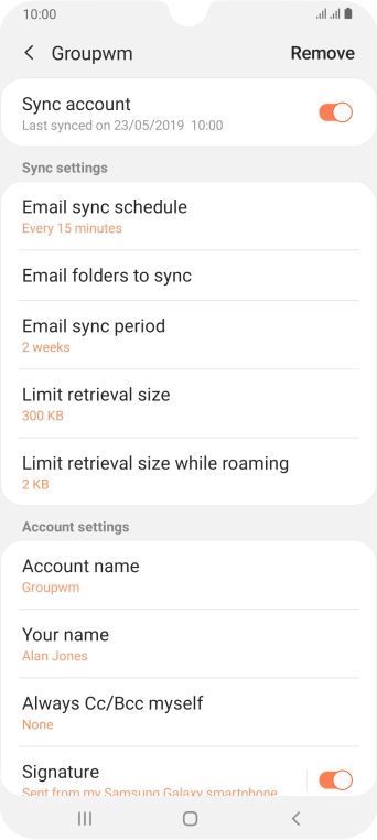 Press the indicator next to 'Sync account' to turn on the function.