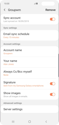 Press the indicator next to 'Sync account' to turn on the function.