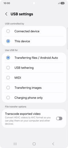 Press Transferring files / Android Auto.