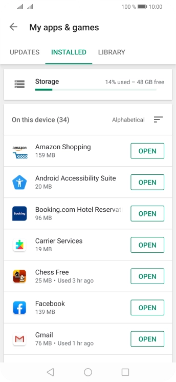 Press the required app.