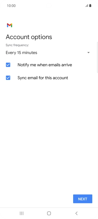 If this screen is displayed, you email account has been recognised and set up automatically. Follow the instructions on the screen to key in more information and finish setting up your phone.