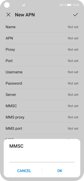 Key in http://mmsc.mms.o2.co.uk:8002 and press OK.