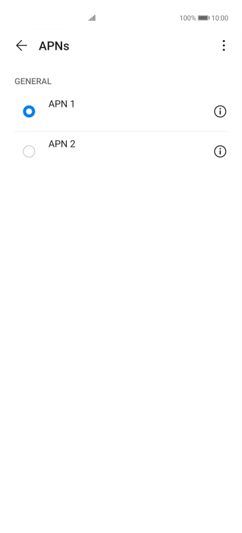 Press the field next to the required data connection to activate it.