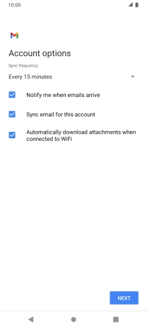 If this screen is displayed, you email account has been recognised and set up automatically. Follow the instructions on the screen to key in more information and finish setting up your phone.