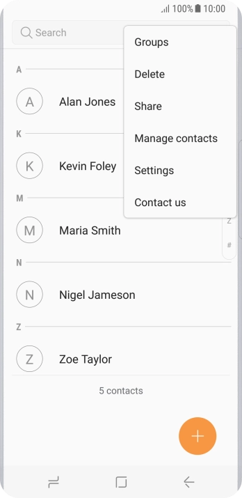 Press Manage contacts.
