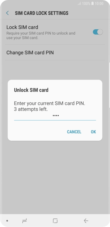 Key in your SIM PIN and press OK. The default SIM PIN is 0000.