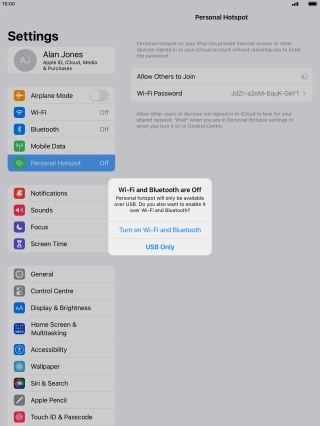 If WiFi is turned off, press Turn on Wi-Fi and Bluetooth.