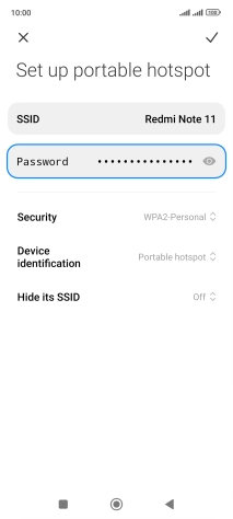Press SSID and key in the required name for the WiFi hotspot.