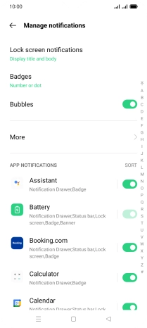 Press the indicators next to the required apps to turn the function on or off.