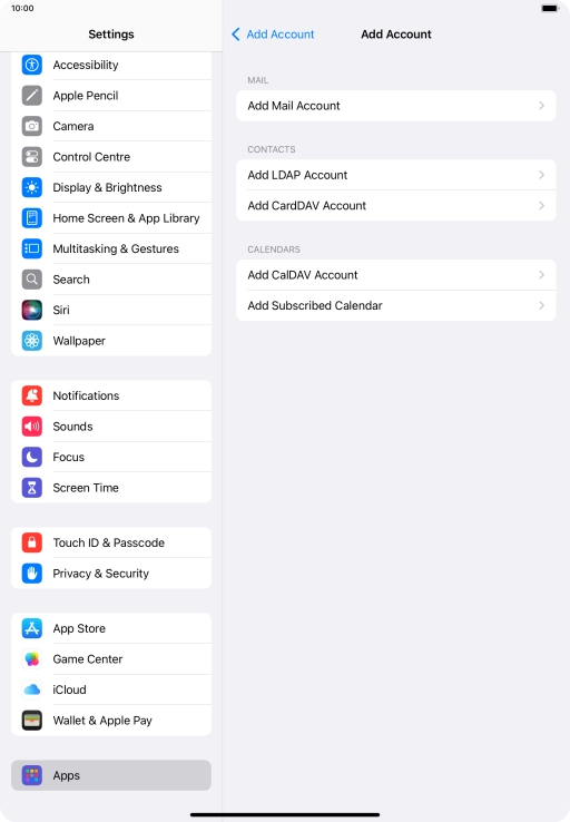 Press Add Mail Account. Press Add Mail Account.