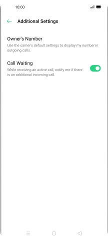 Press the indicator next to 'Call Waiting' to turn the function on or off.
