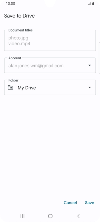Press the field below 'Folder' and go to the required folder.