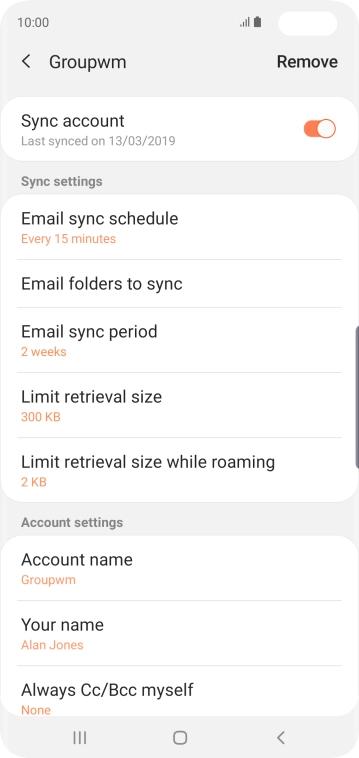 Press the indicator next to 'Sync account' to turn on the function.