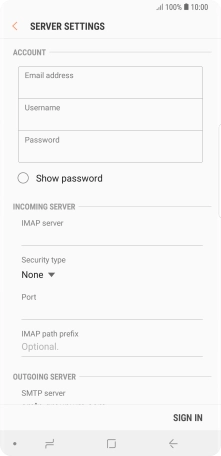 Press the field below 'Username' and key in the username for your email account.