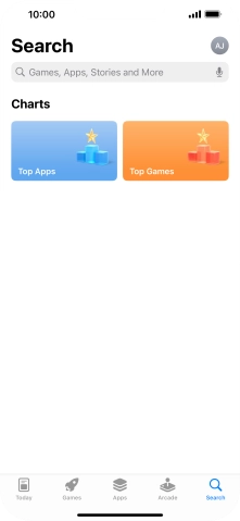 Press the search field and key in the name or subject of the required app.