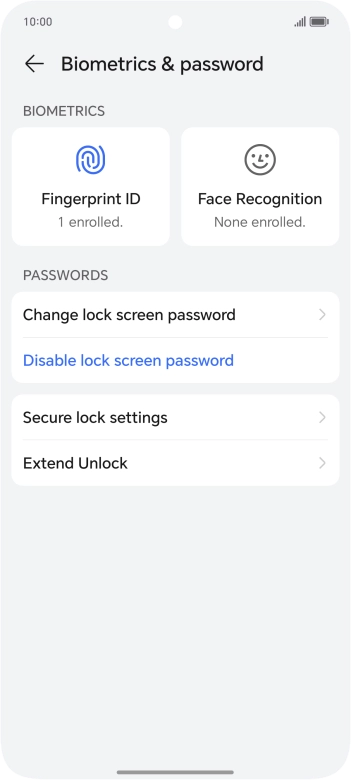Press Disable lock screen password and key in the additional lock code you created earlier.